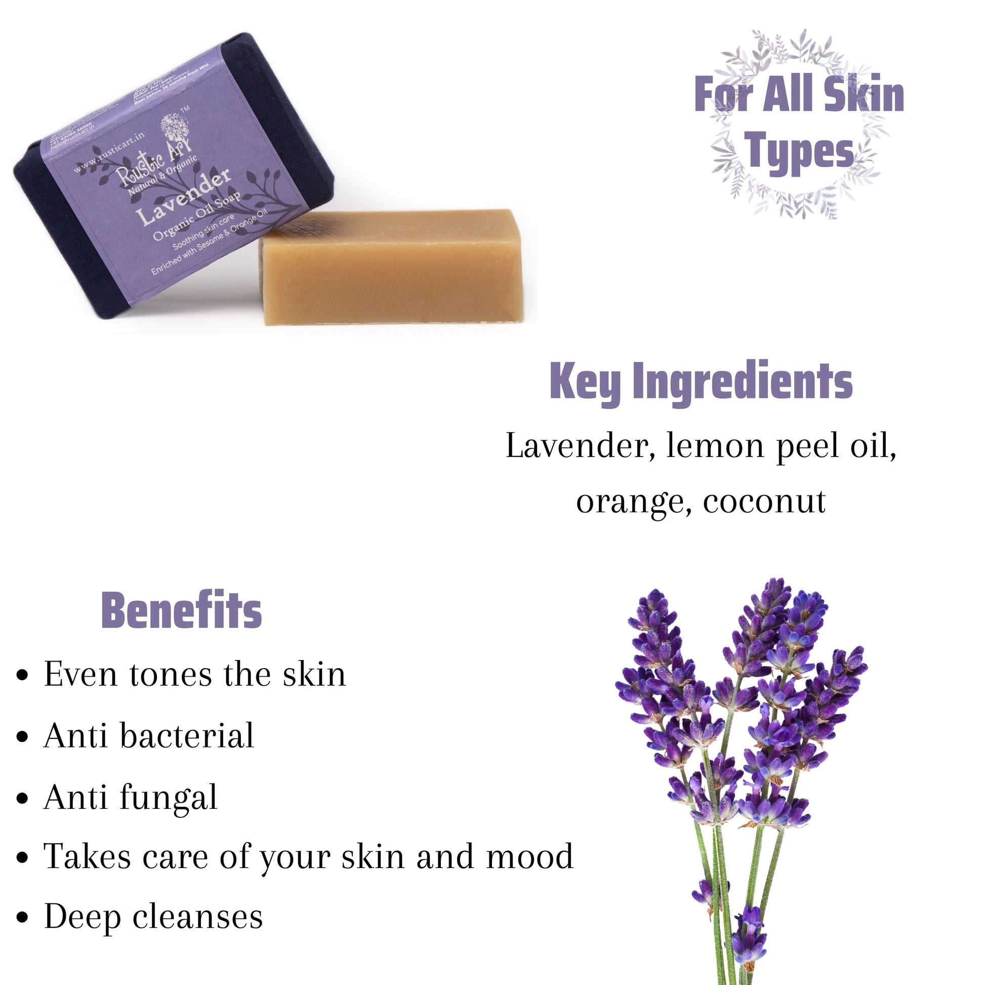 Lavender Soap (100gm), Rustic Art