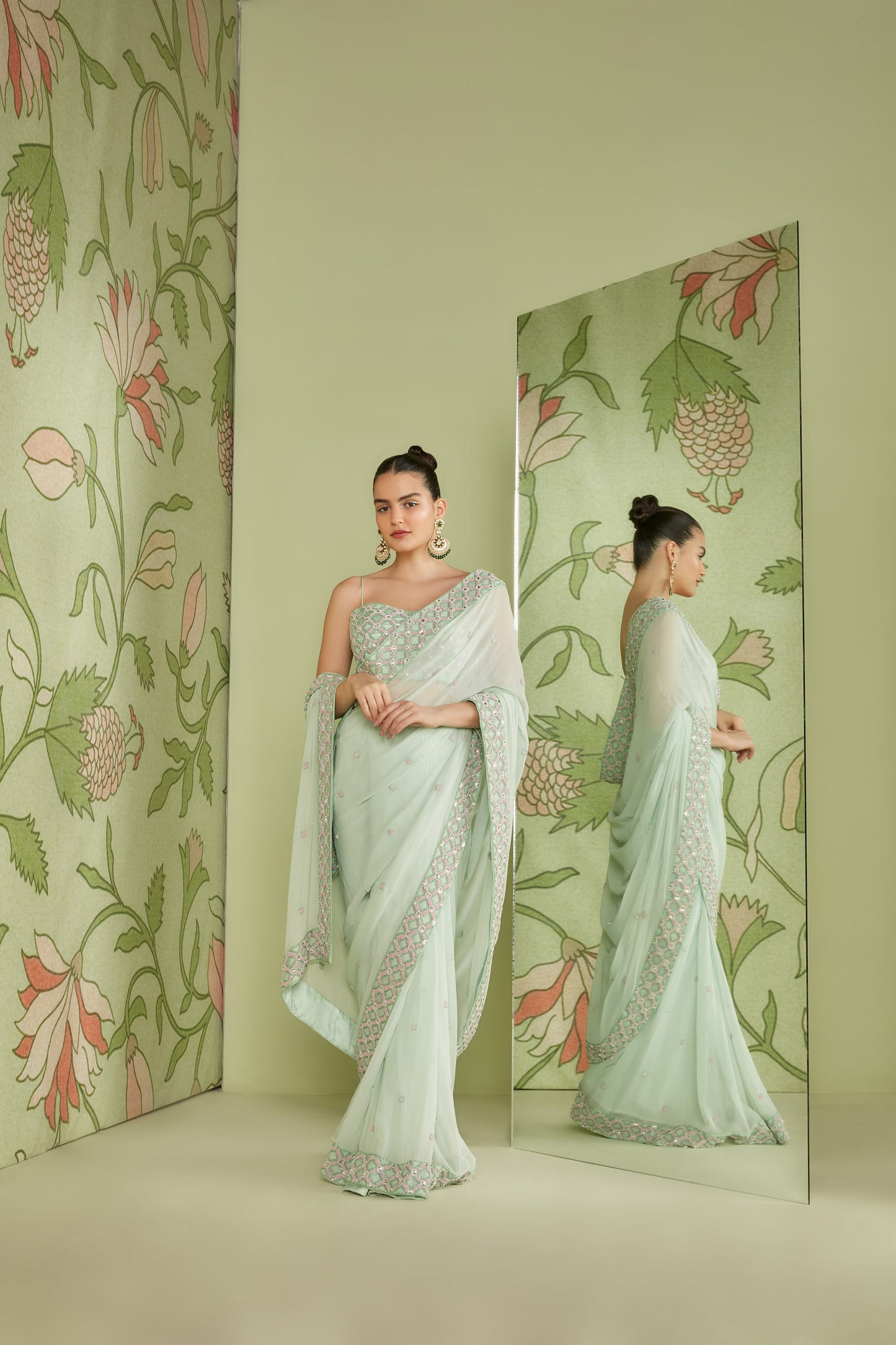 Mint Green Georgette Classic Hunar Saree