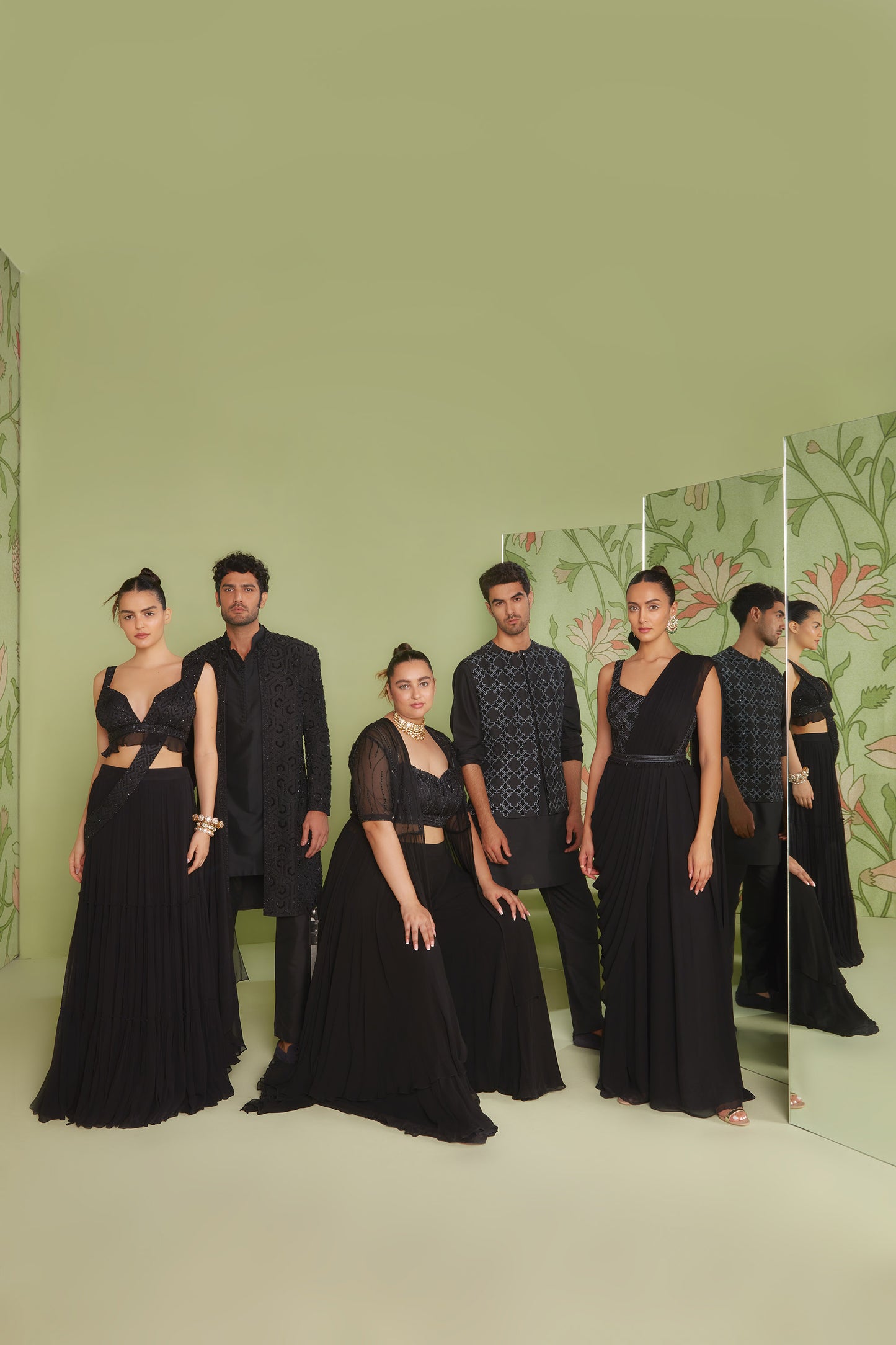 Black Georgette Embellished Hunar Indo western jacket set