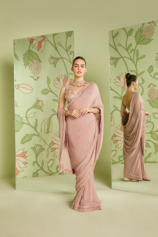 Old Rose Georgette Classic Hunar Saree