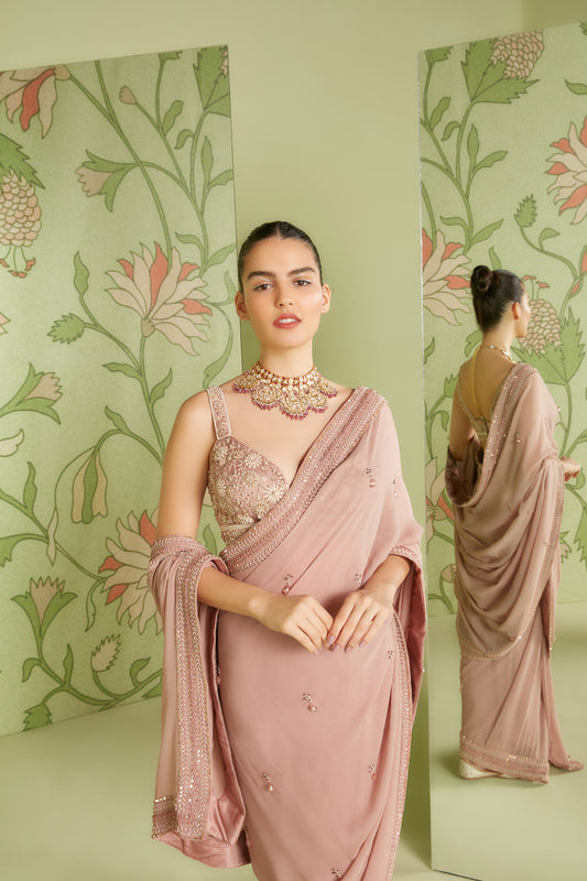 Old Rose Georgette Classic Hunar Saree