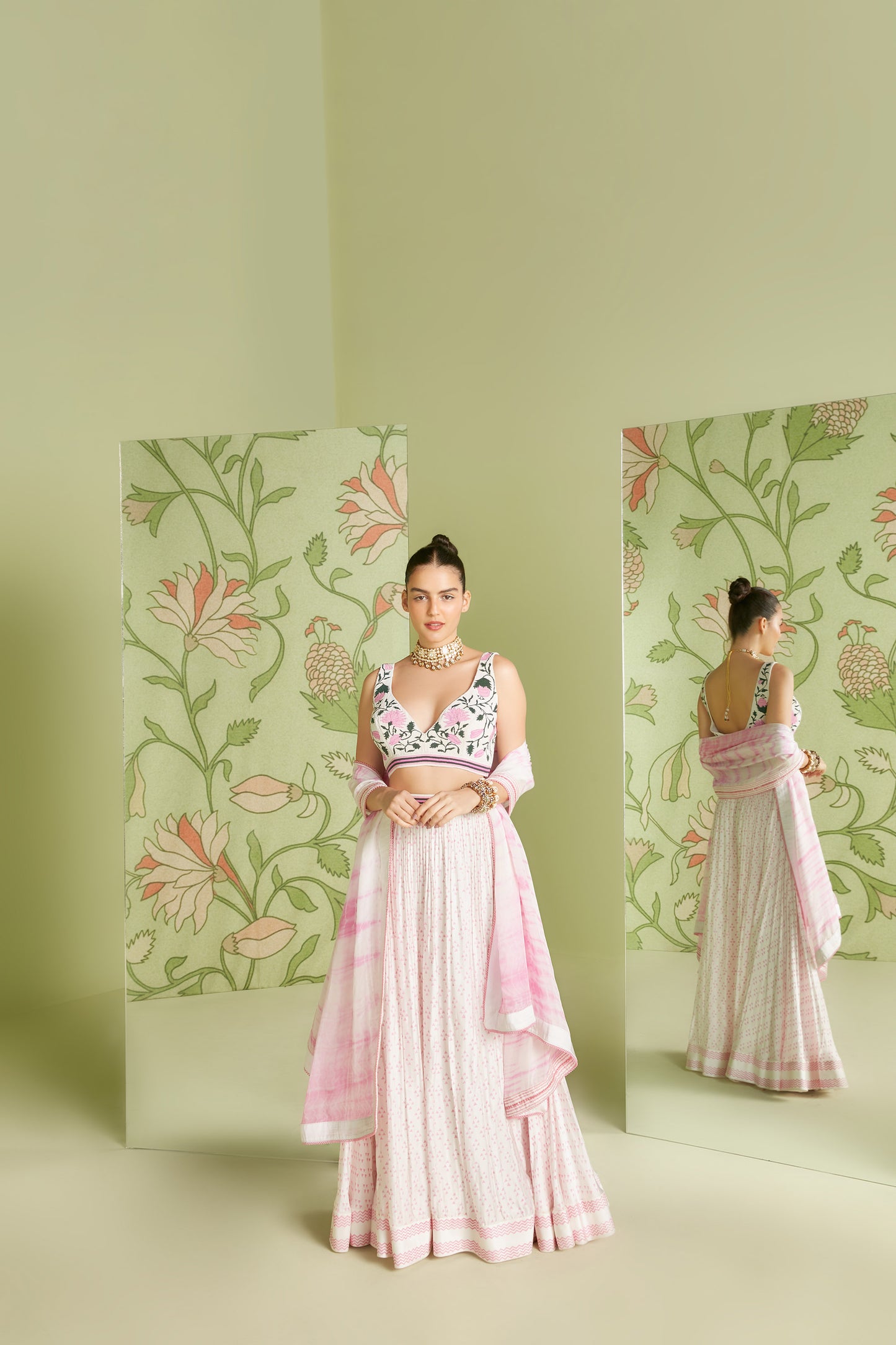 Ivory Satin Zardosi Hunar Lehenga Set