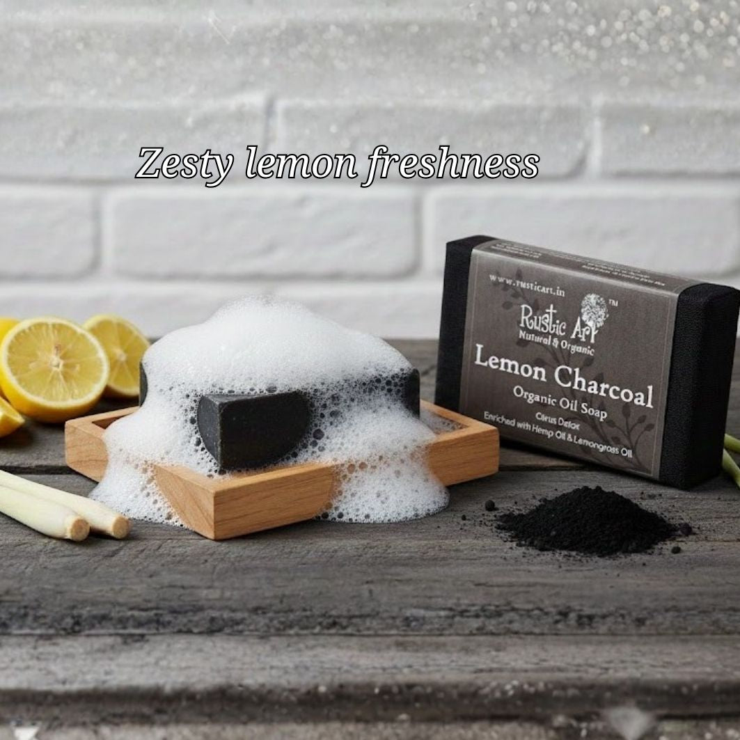 Lemon Charcoal Soap (100gm), Rustic Art