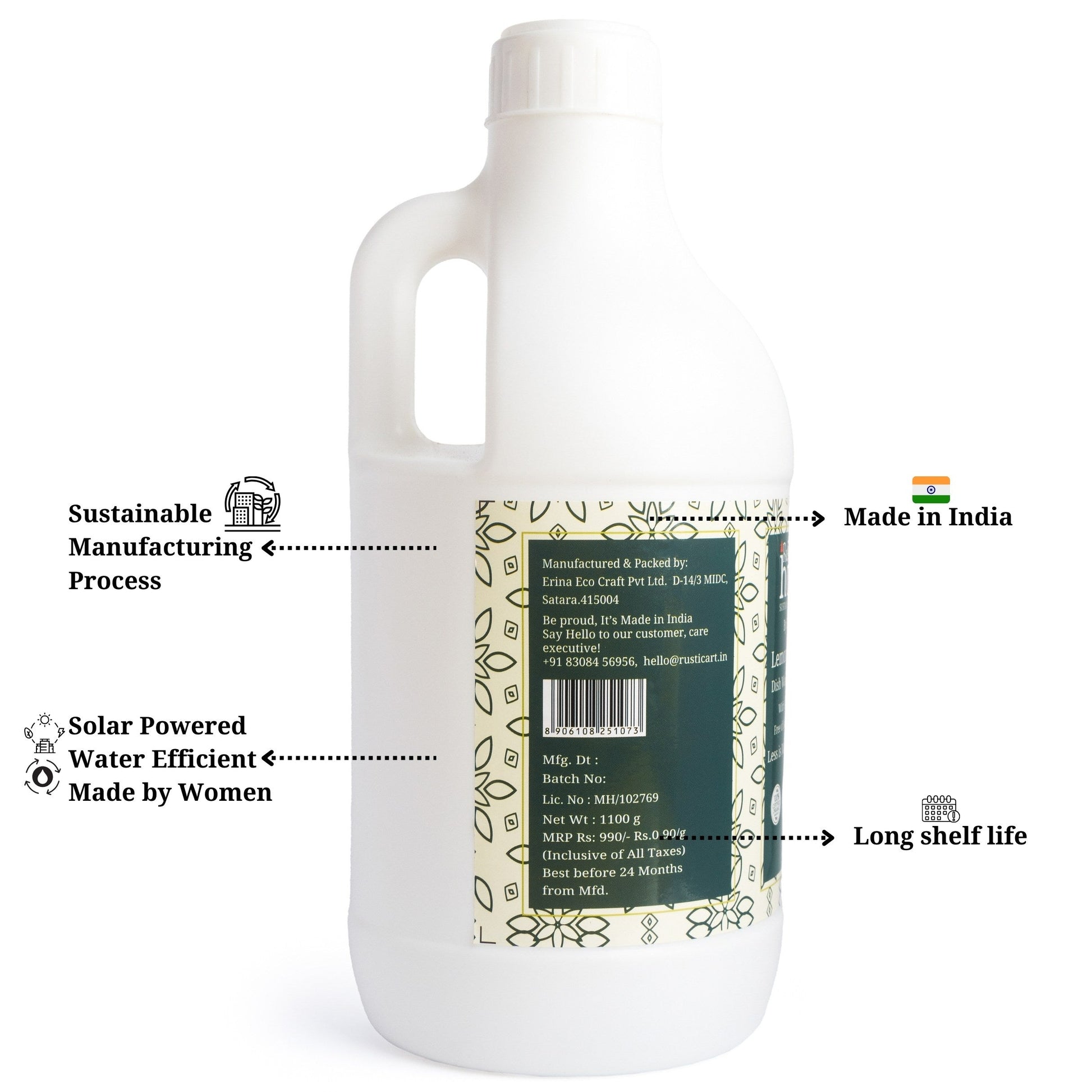 Lemon Tamarind Dish Wash Concentrate (1100g), Rustic Home