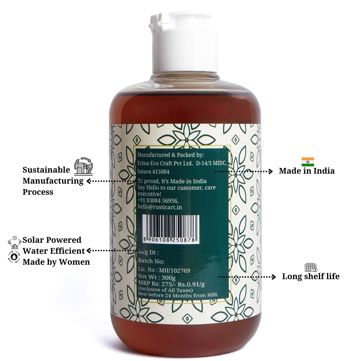 Lemon Tamarind Dish Wash Concentrate (300g), Rustic Home