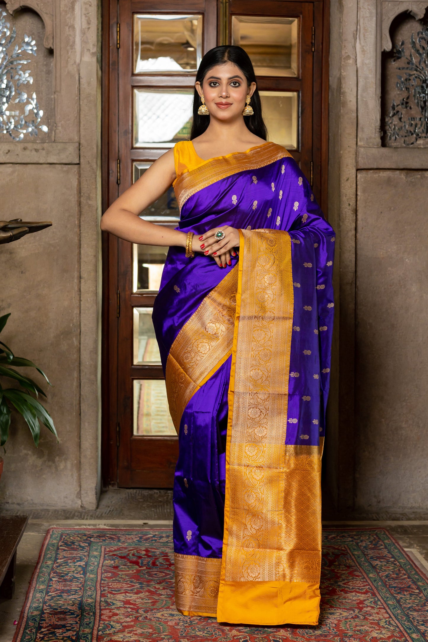 Royal Blue Handwoven Kadwa Katan Silk Saree