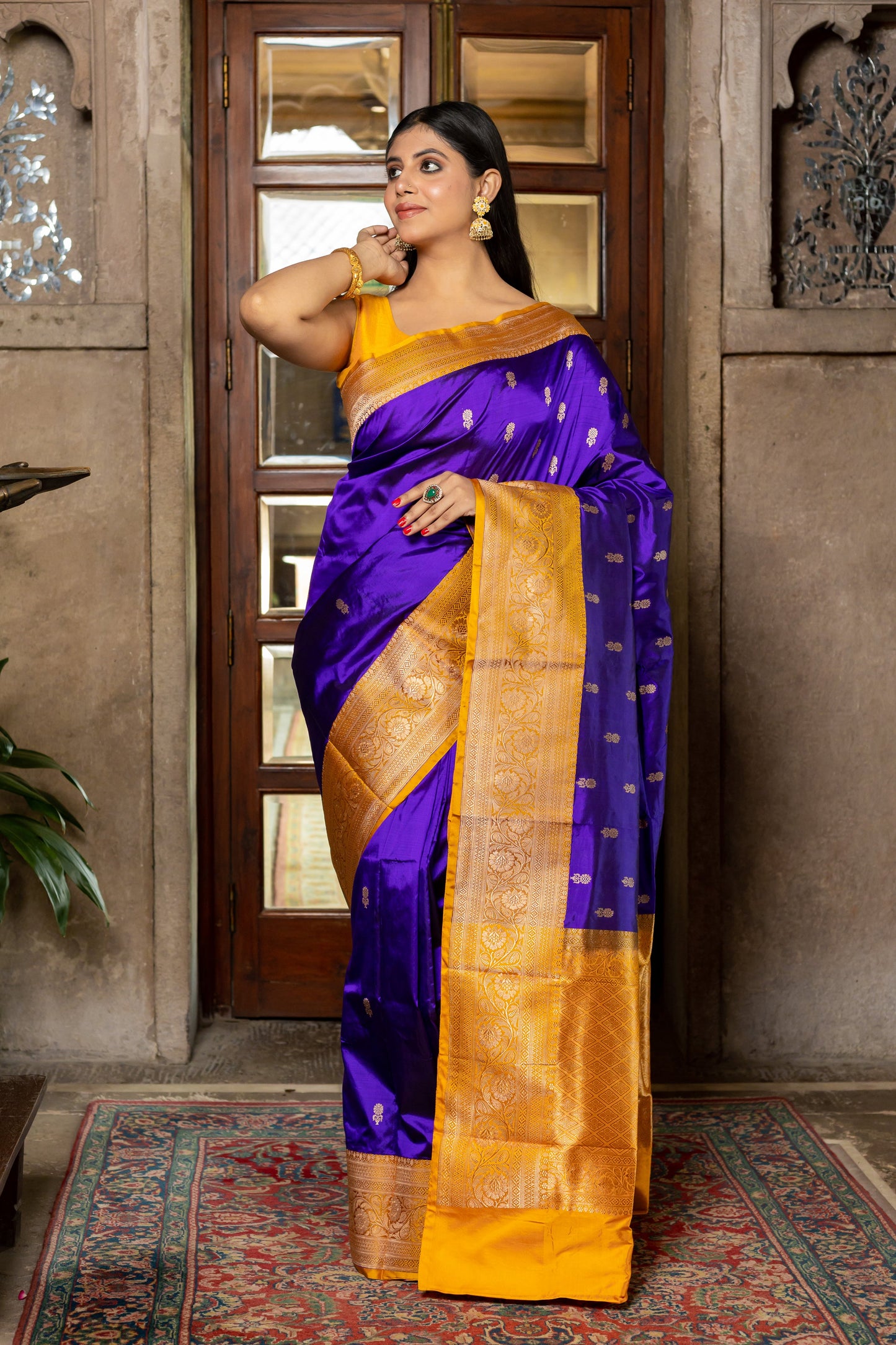 Royal Blue Handwoven Kadwa Katan Silk Saree