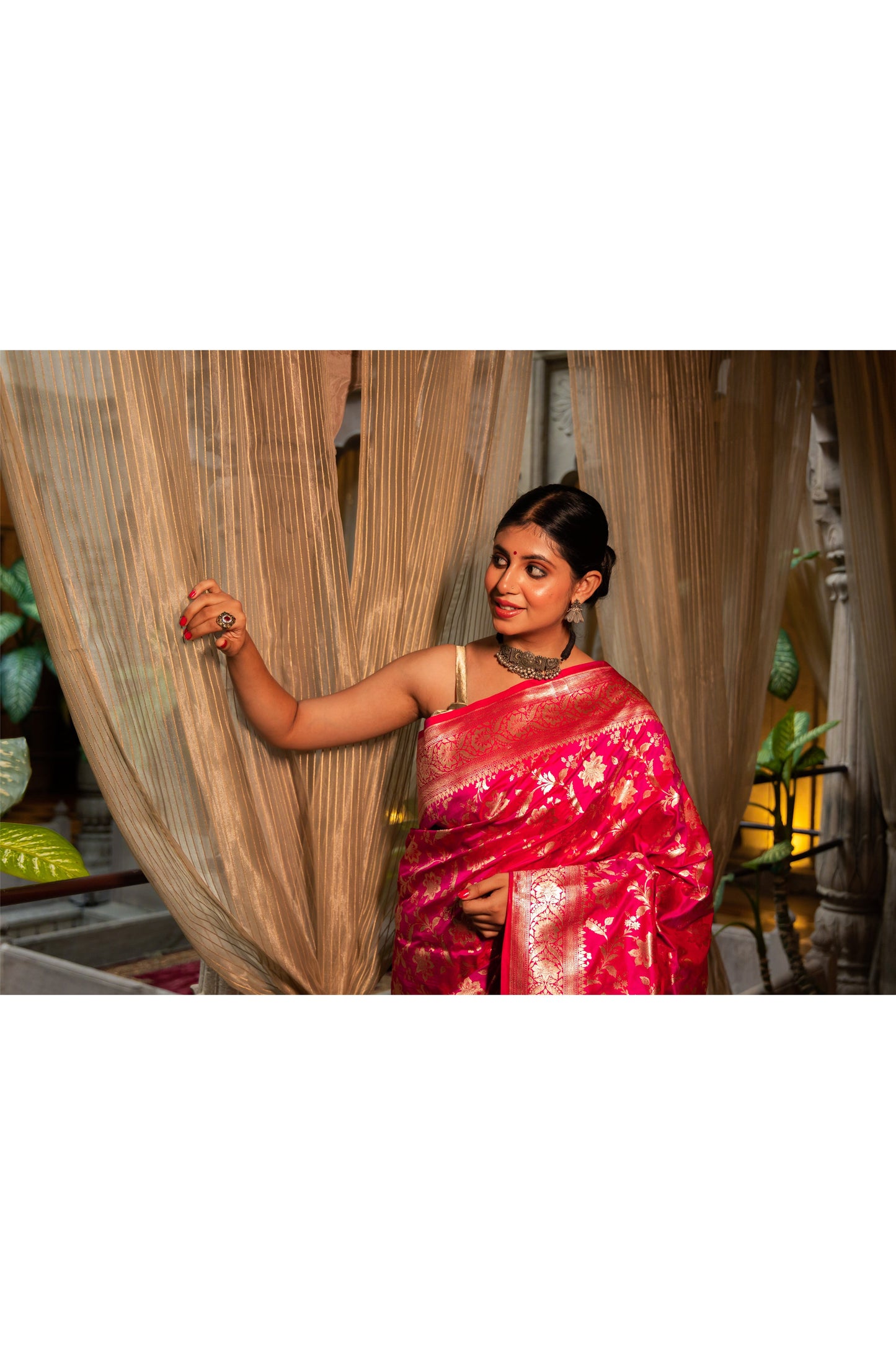 Rani Handwoven Cutwork Katan Silk Saree - Panaya