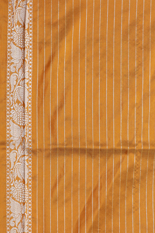 Mustard Katan Pure Silk Kadwa Saree - Panaya