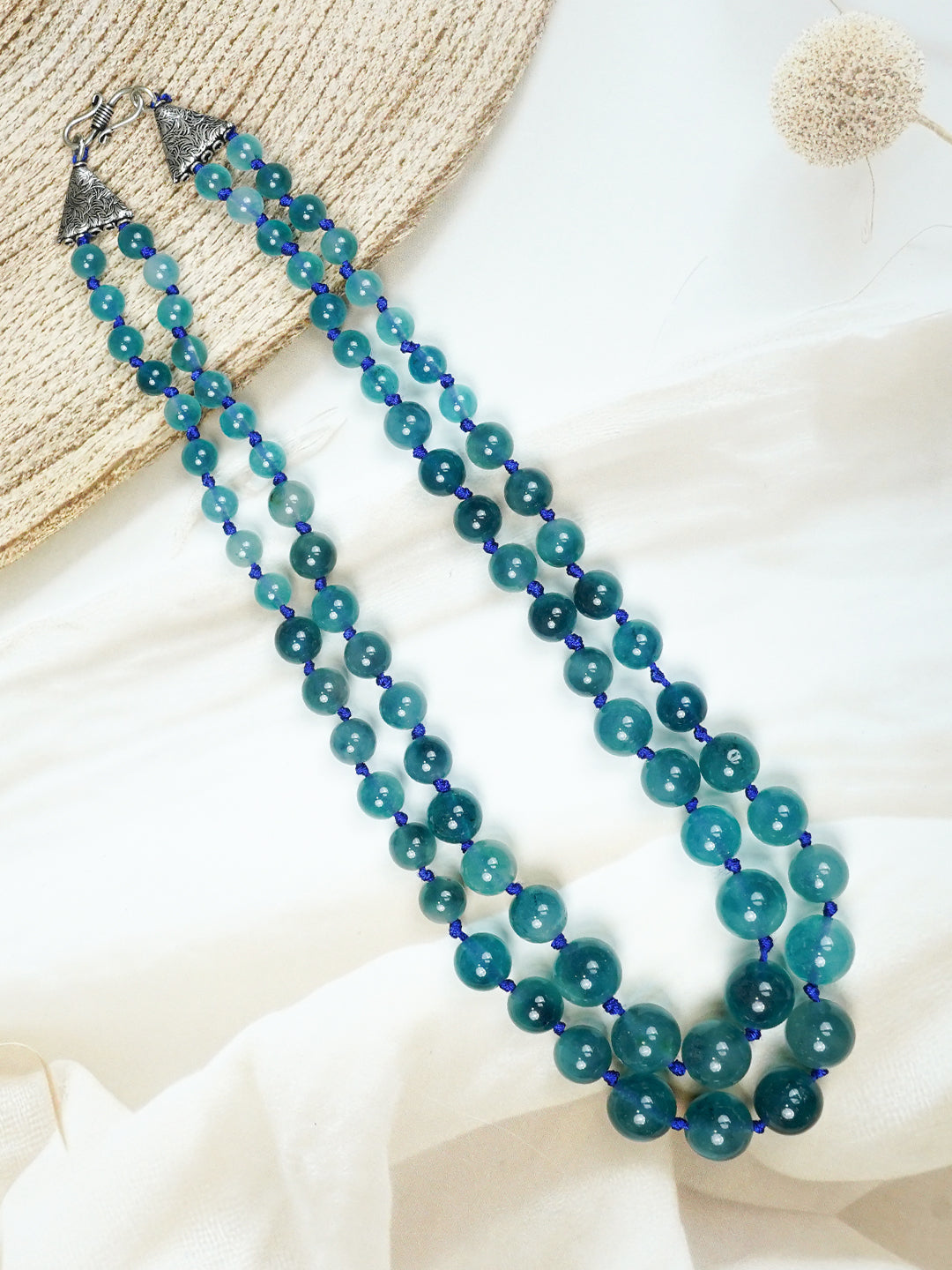 Zevar Club Yellow Green Orange Glossy Beads Double Layer Handcrafted Statement Necklace