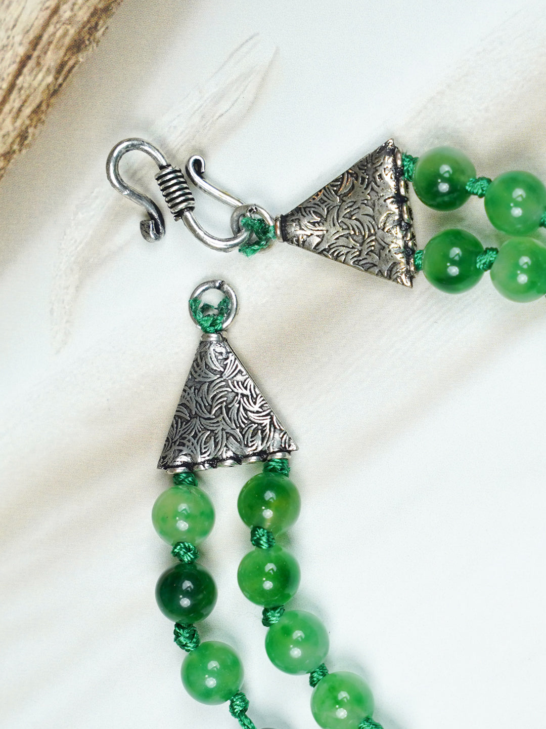 Zevar Club Yellow Green Orange Glossy Beads Double Layer Handcrafted Statement Necklace