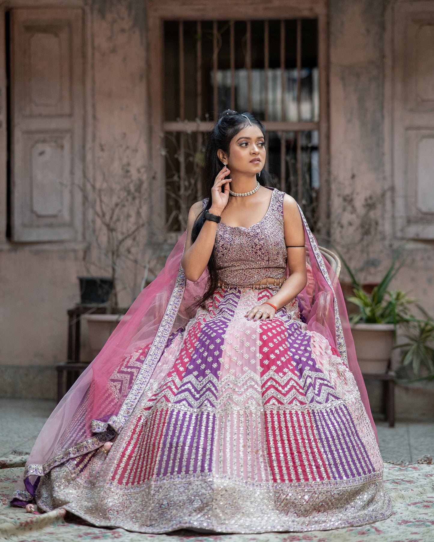 Georgette Pitta zari work Engagement Lehenga – Mohi fashion