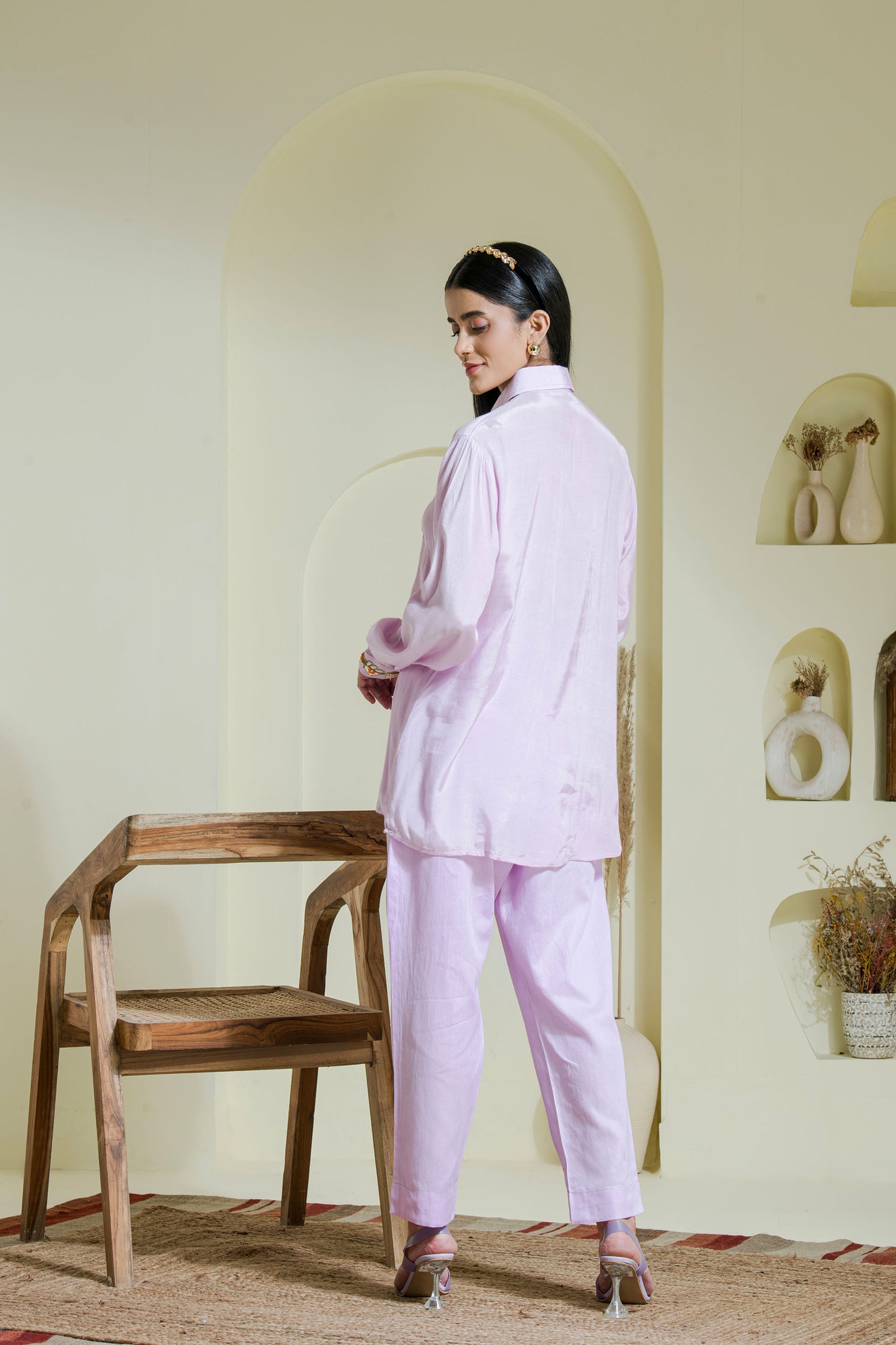 Lilac hand embroidered co-ord set