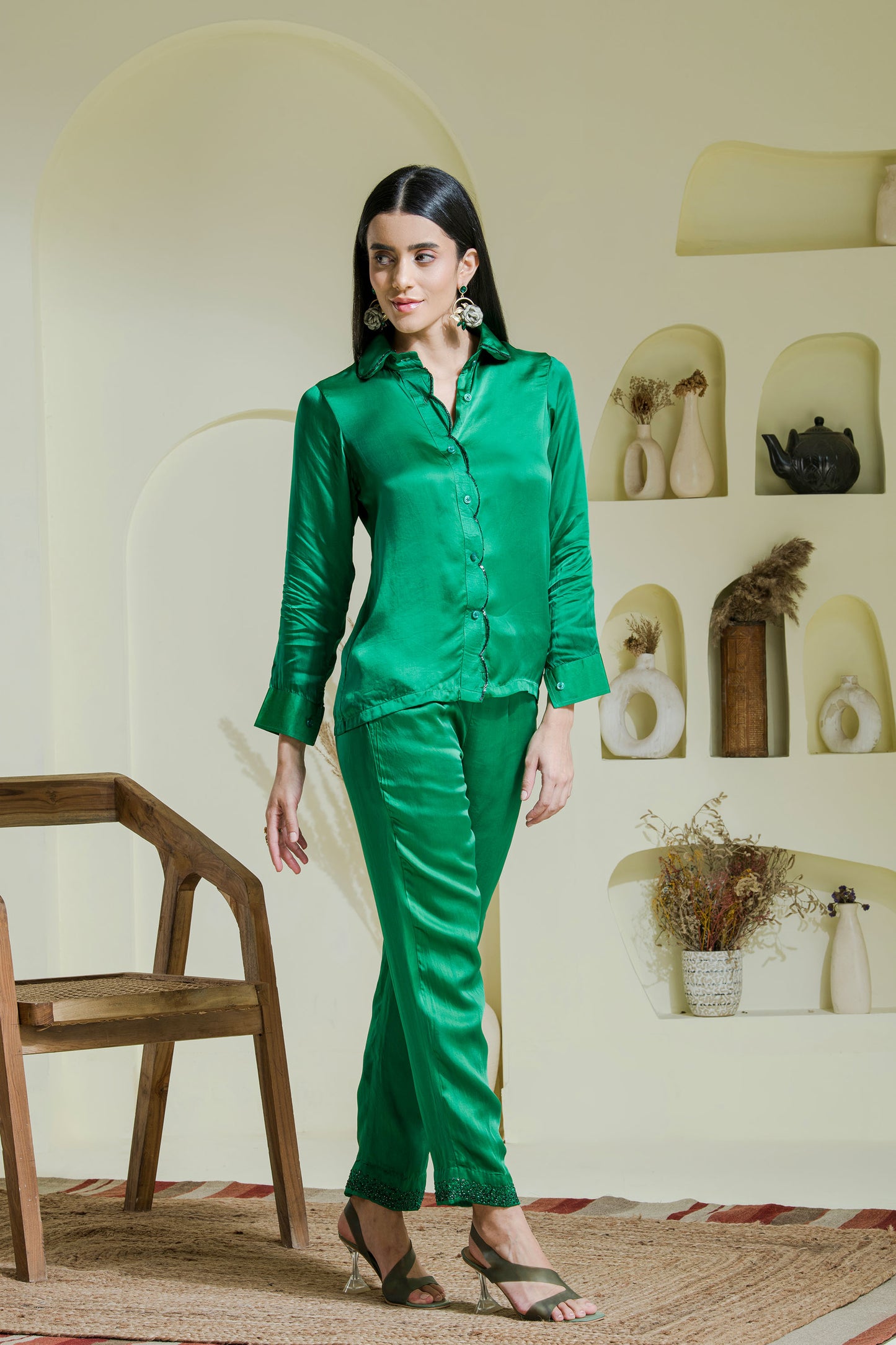 Emarld green embroidered co-ord set