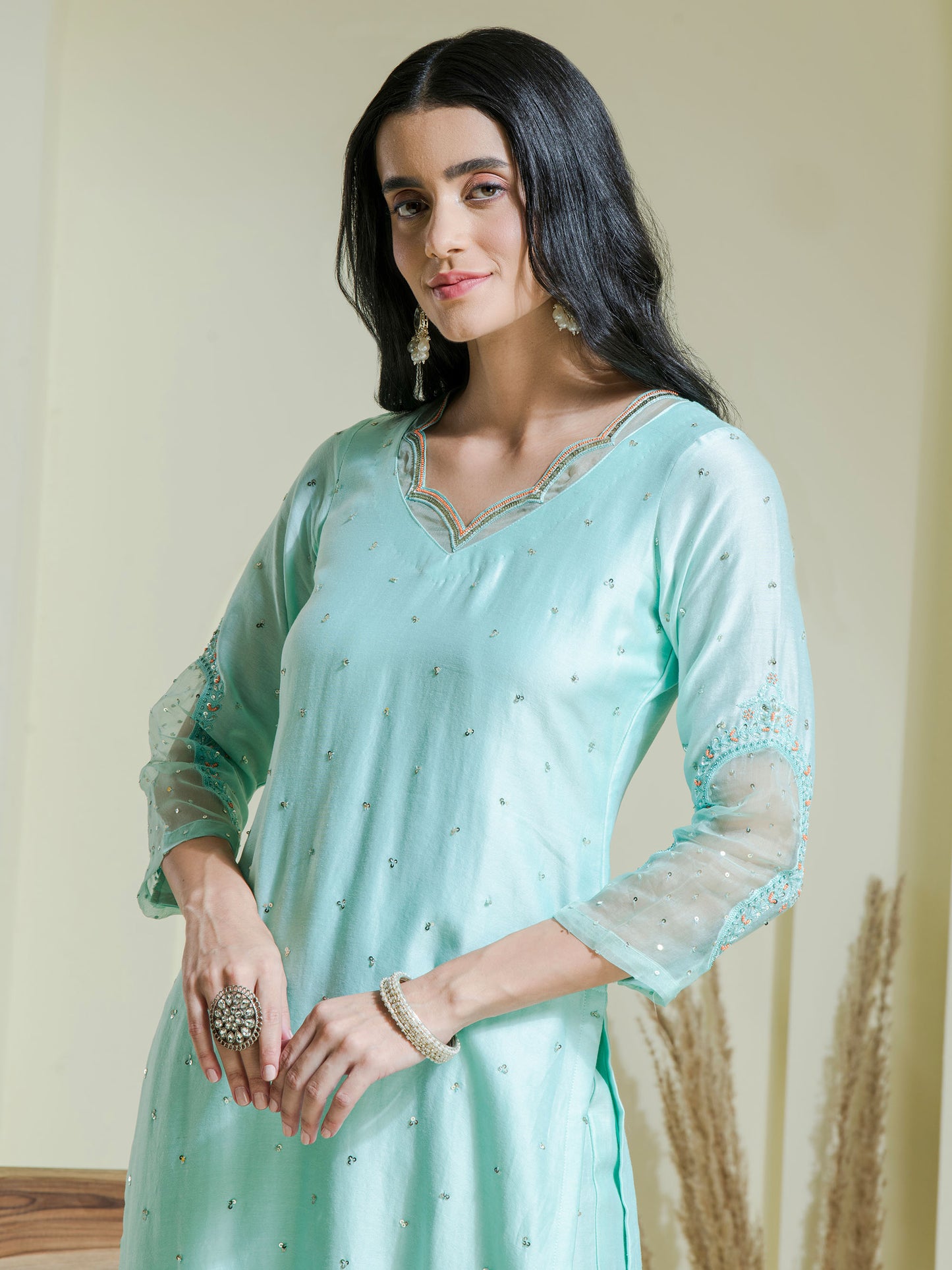 Sea green 2 piece kurta set