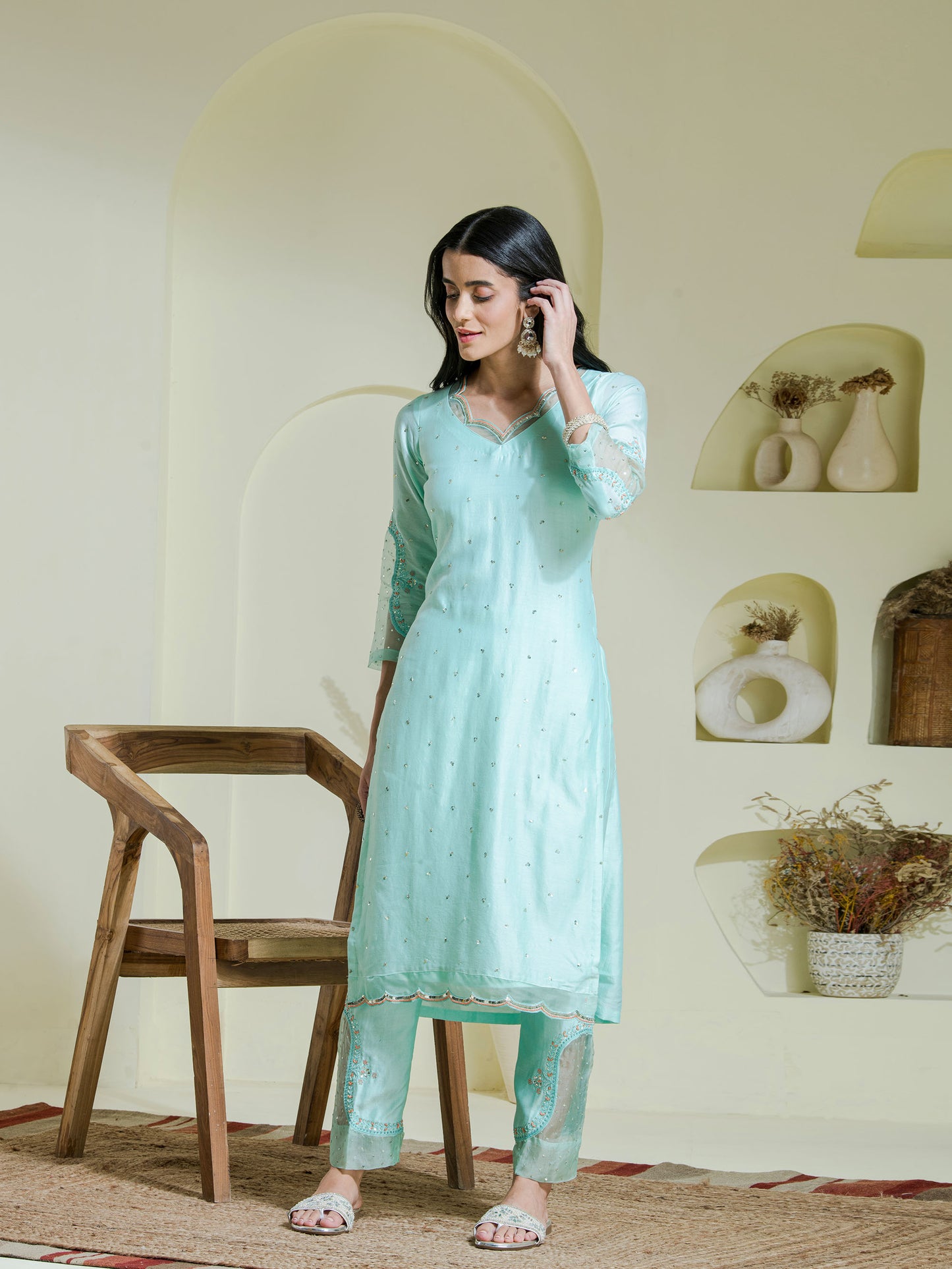 Sea green 2 piece kurta set