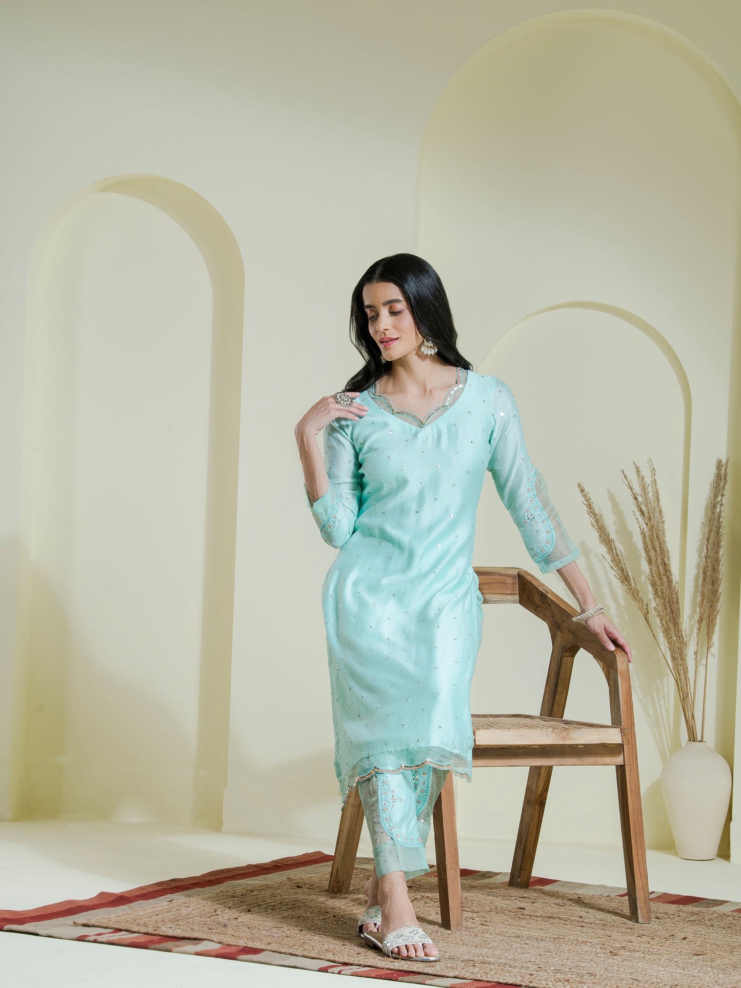 Sea green 2 piece kurta set