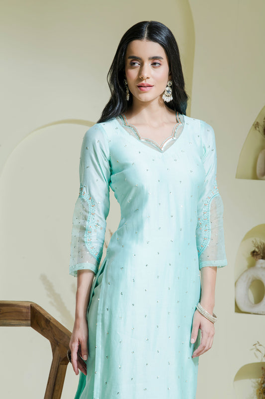 Sea green 2 piece kurta set