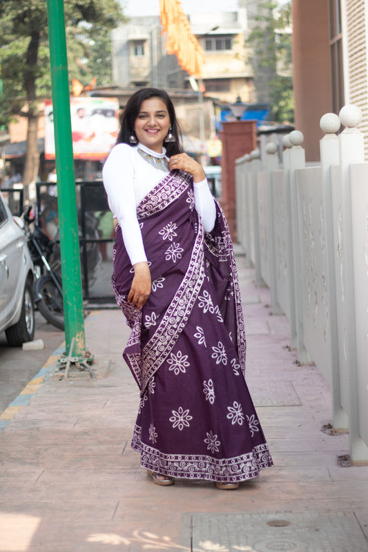 Pure Khadi Cotton Handwoven Brown Shade Saree