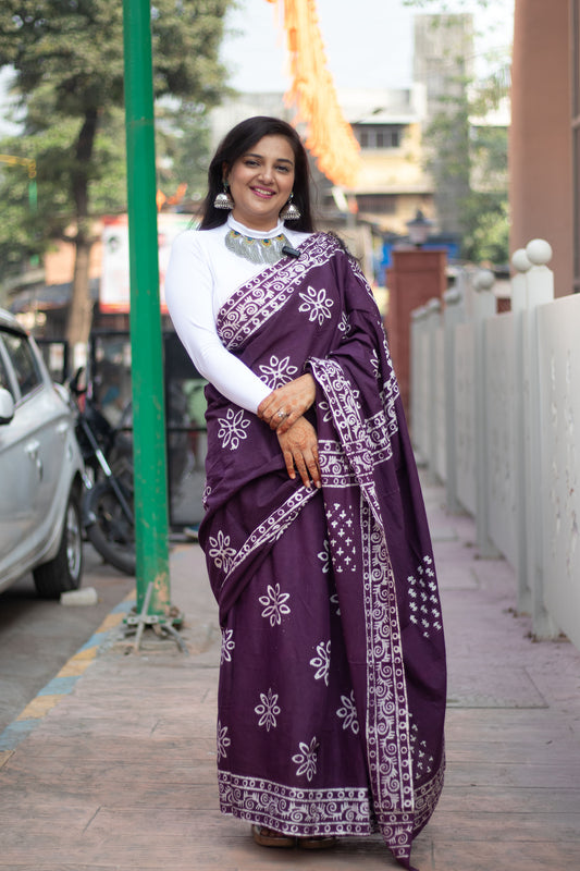 Pure Khadi Cotton Handwoven Brown Shade Saree