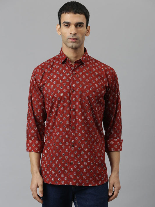 Millennial Men Maroon & Blue  Cotton  Full Sleeve  Shirt for Men-MMF0279 - world.com