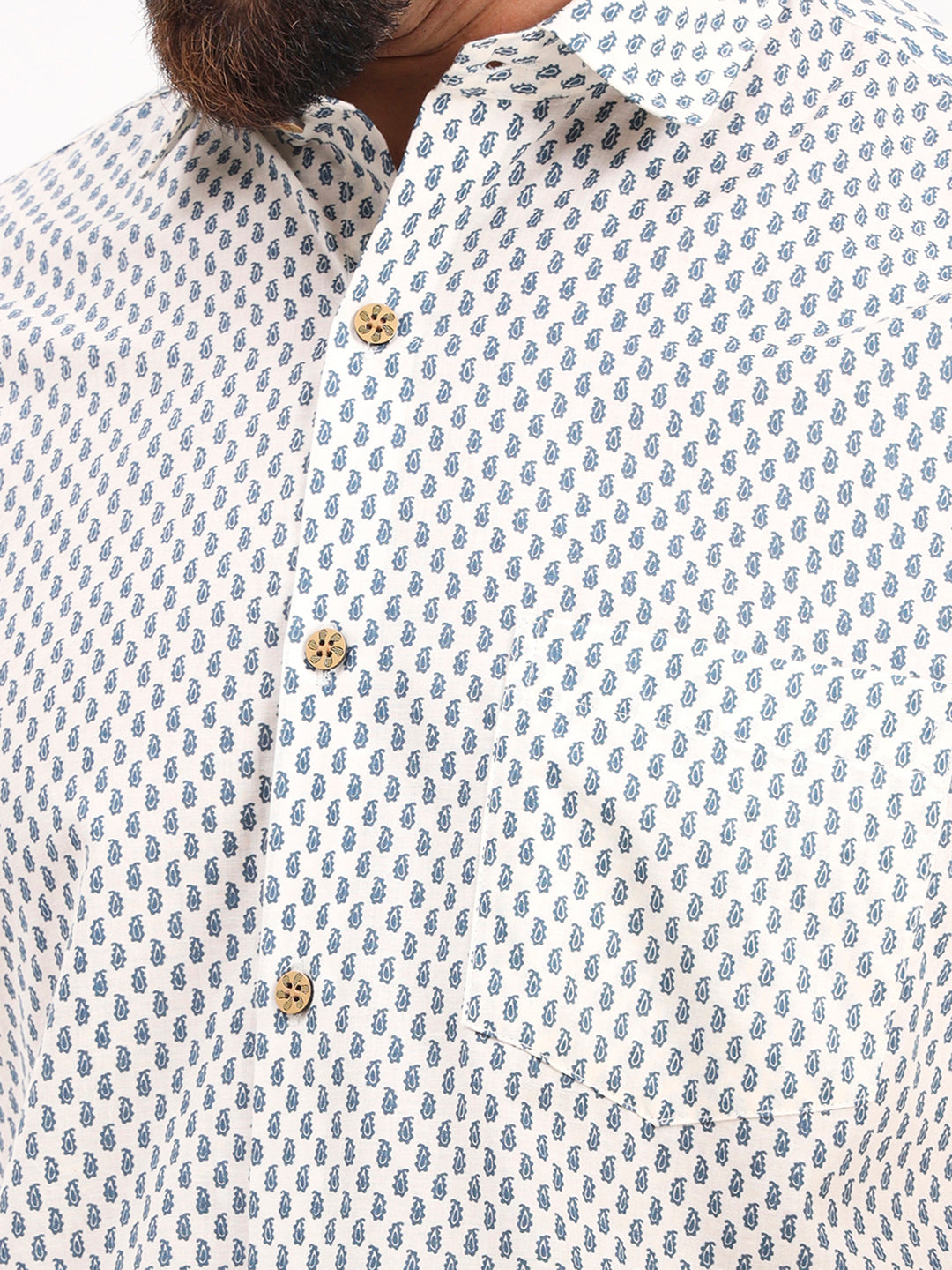 MILLENNIAL MEN White Paisley Printed Half Sleeves Shirt