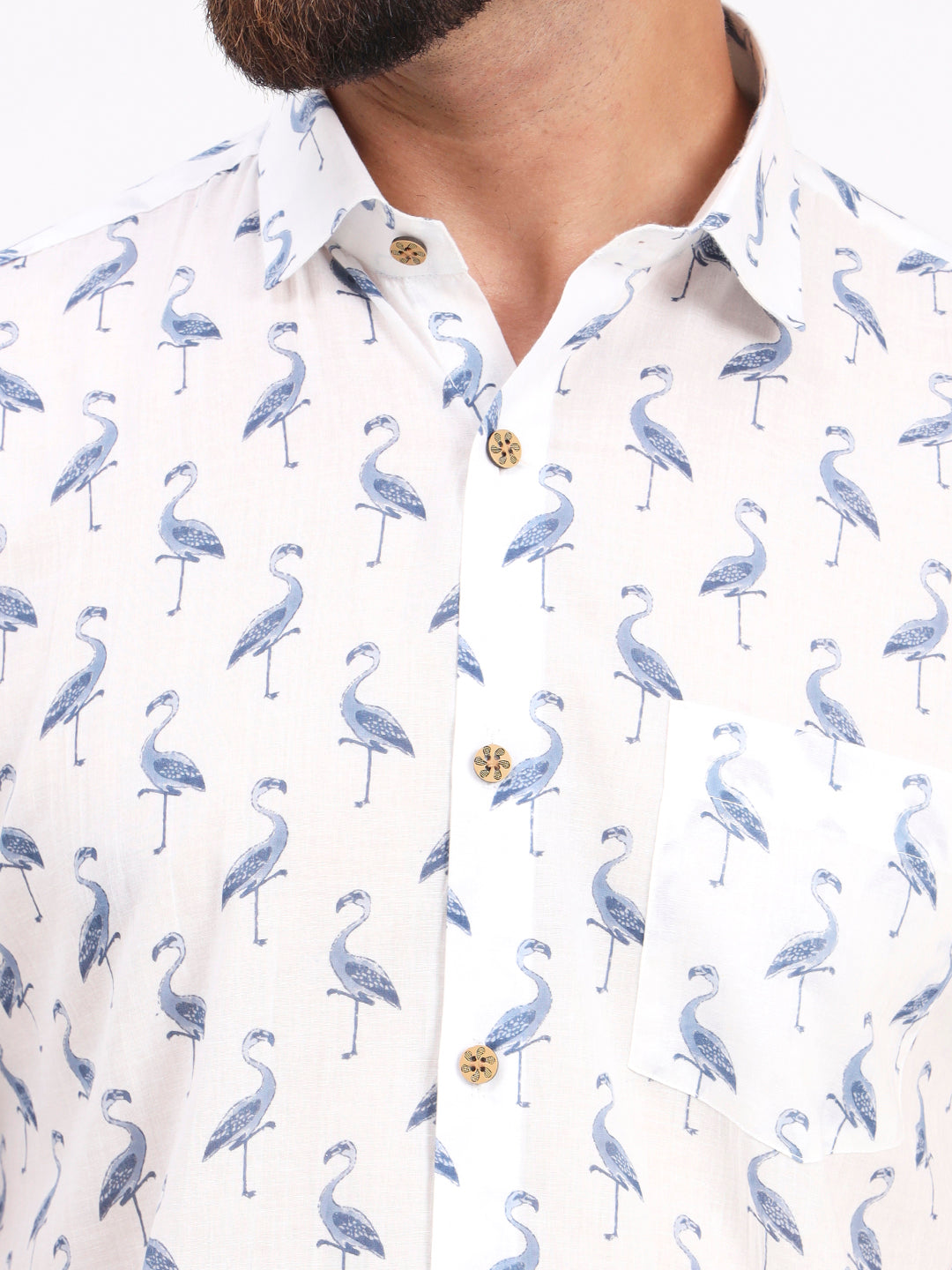 MILLENNIAL MEN White Animal Printed Half Sleeves Shirt