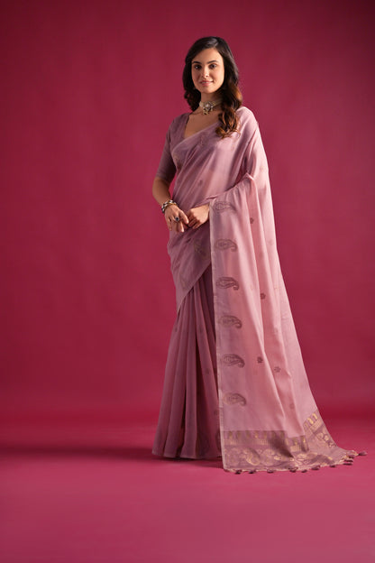 Gajiri Mul mul Cotton Keri Woven Artisan saree