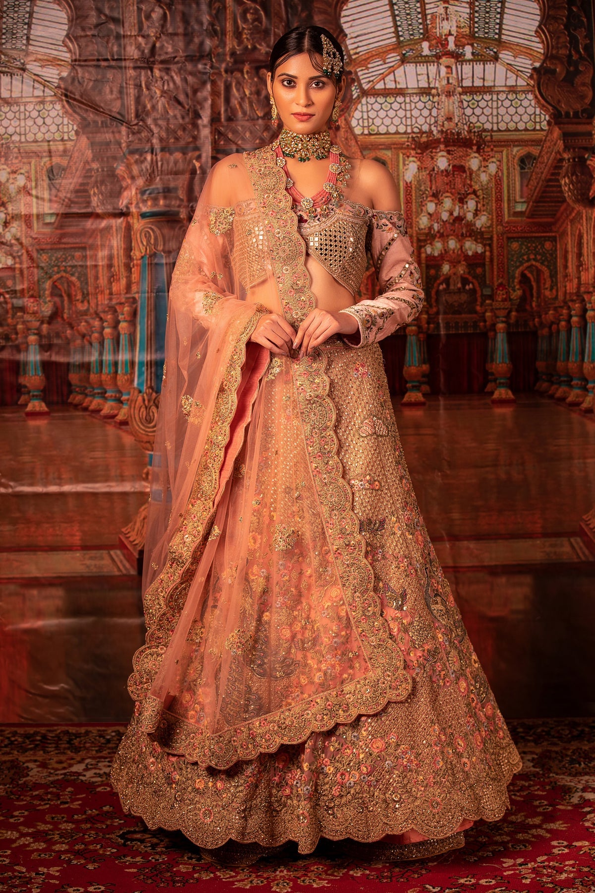 Mahagauri Royal Peach Bridal Lehenga