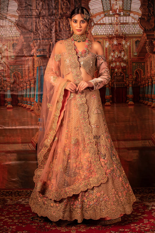 Mahagauri Royal Peach Bridal Lehenga