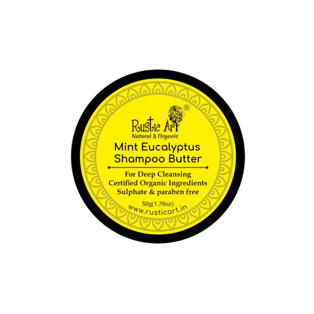 Mint Eucalyptus Shampoo Butter (100gm)| Oily to Normal Hair | Mild Dandruff Prone Scalp |, Rustic Art