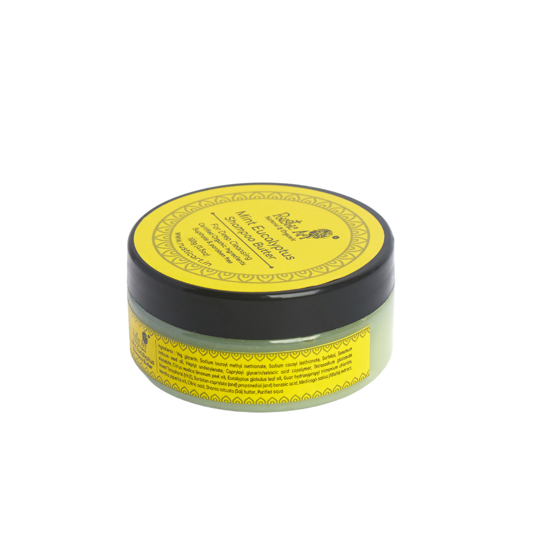 Mint Eucalyptus Shampoo Butter (100gm)| Oily to Normal Hair | Mild Dandruff Prone Scalp |, Rustic Art
