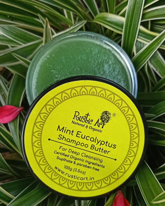 Mint Eucalyptus Shampoo Butter (100gm)| Oily to Normal Hair | Mild Dandruff Prone Scalp |, Rustic Art