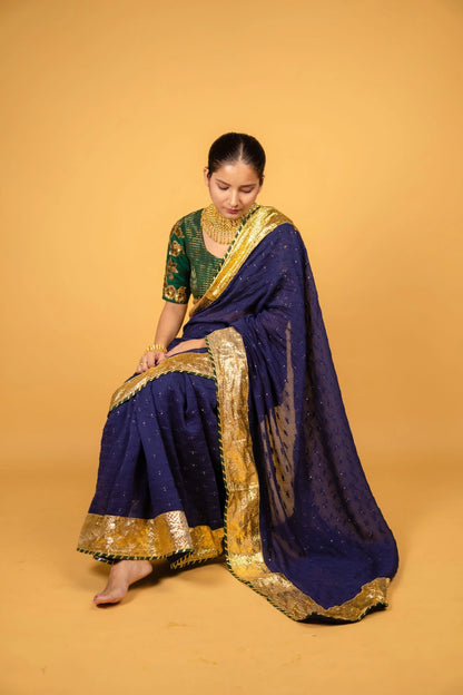 Neel Dark Blue Chanderi Sitara Saree