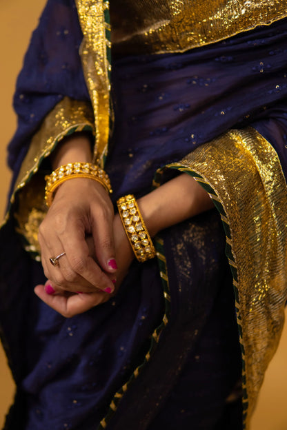 Neel Dark Blue Chanderi Sitara Saree