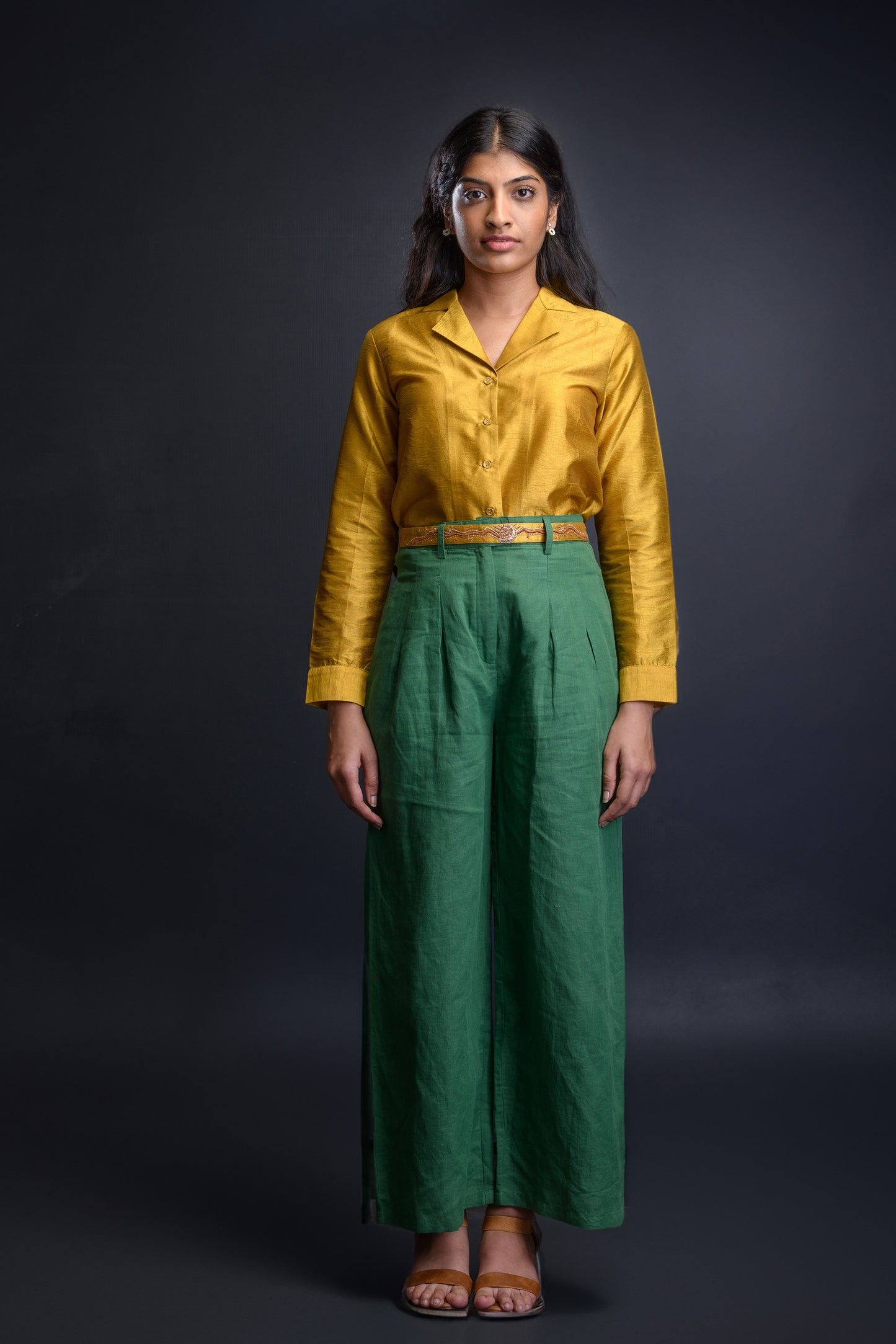 Sunheri Shirt with Hara Trouser & Chandni belt