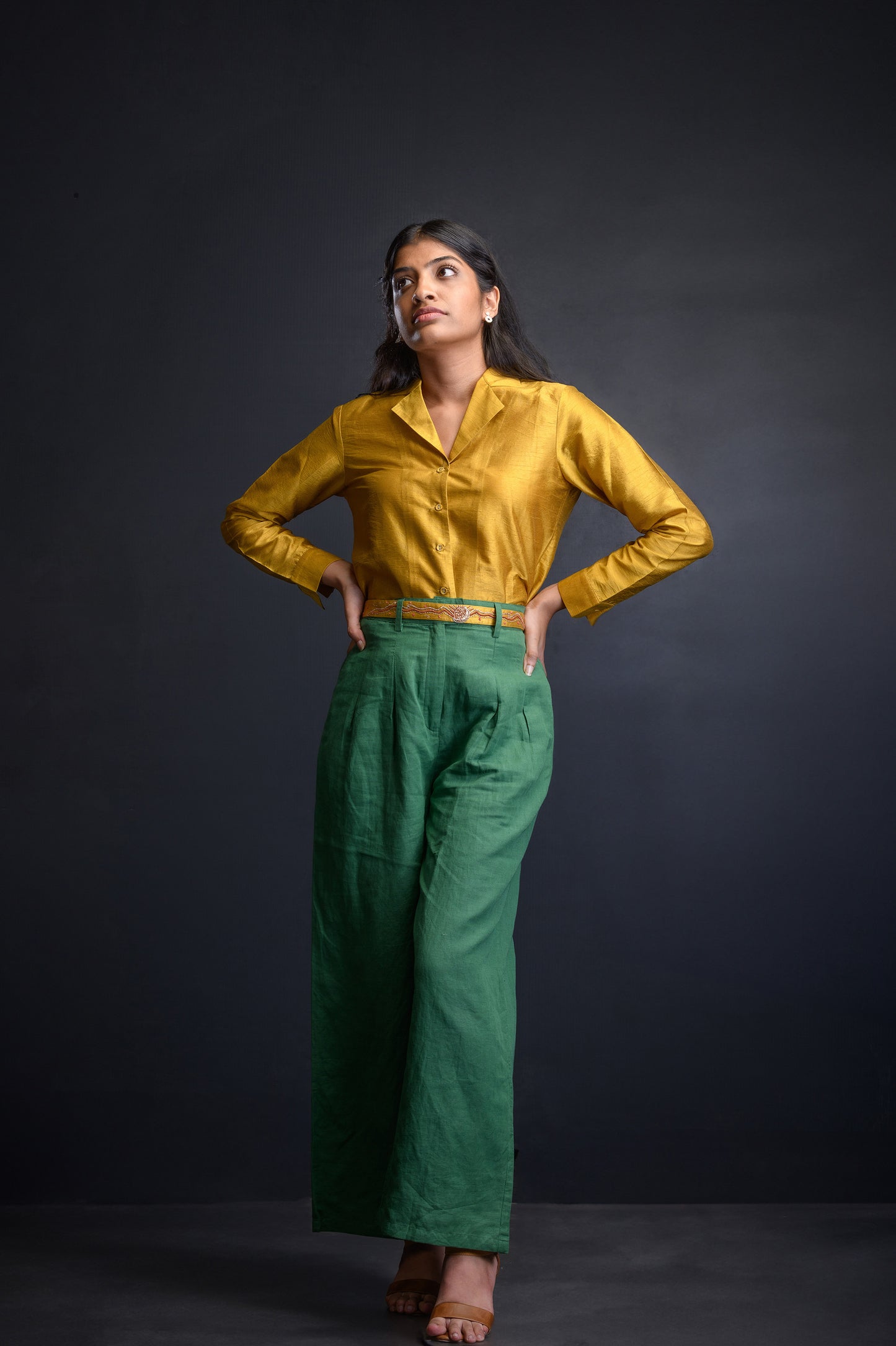 Sunheri Shirt with Hara Trouser & Chandni belt