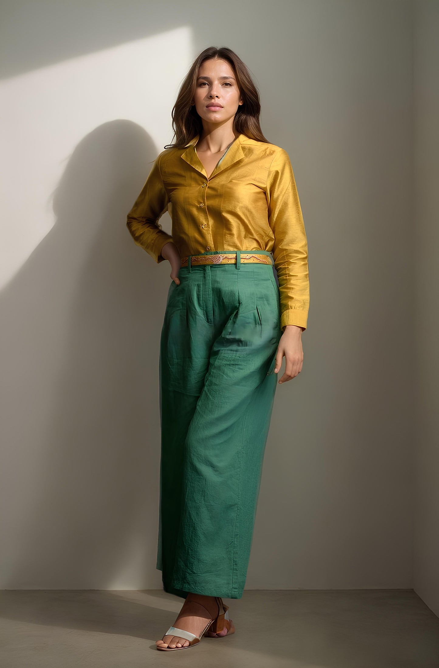 Sunheri Shirt with Hara Trouser & Chandni belt