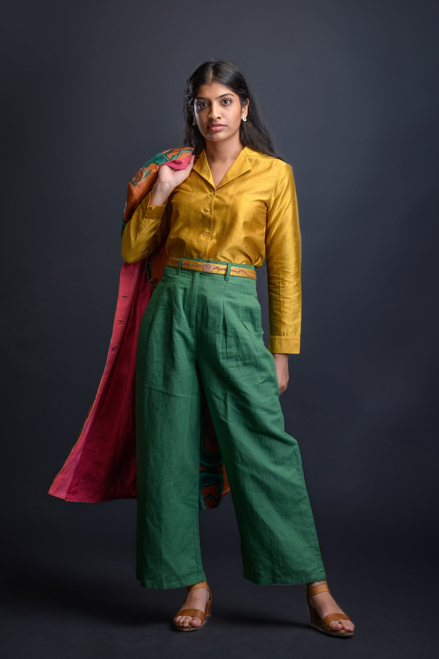 Sunheri Shirt with Hara Trouser & Chandni belt