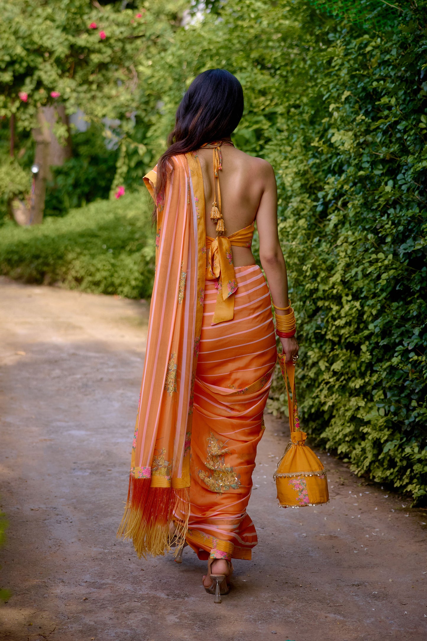 Haseena Peach Orange Saree