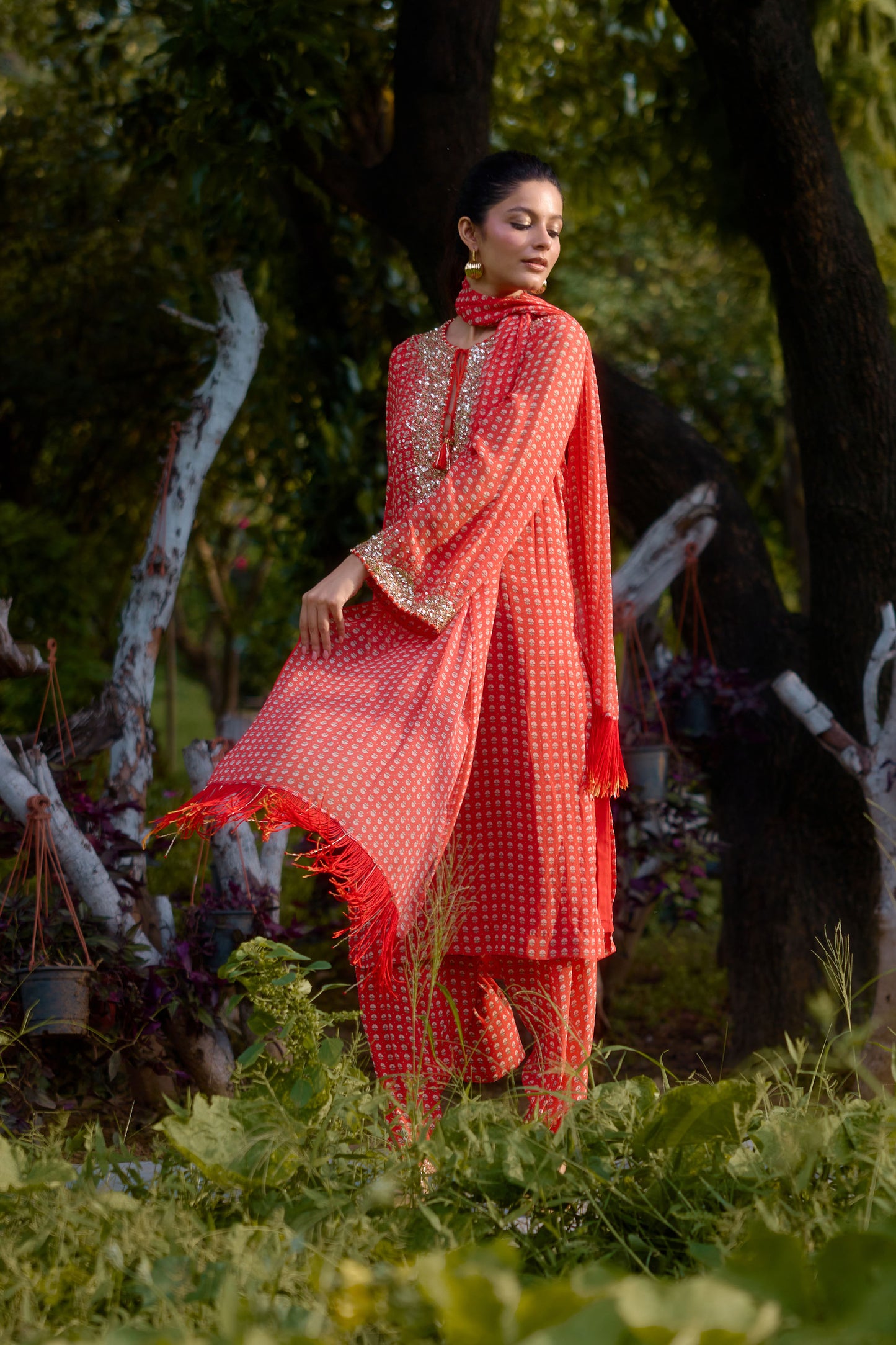 Dilruba Coral Printed Kurta