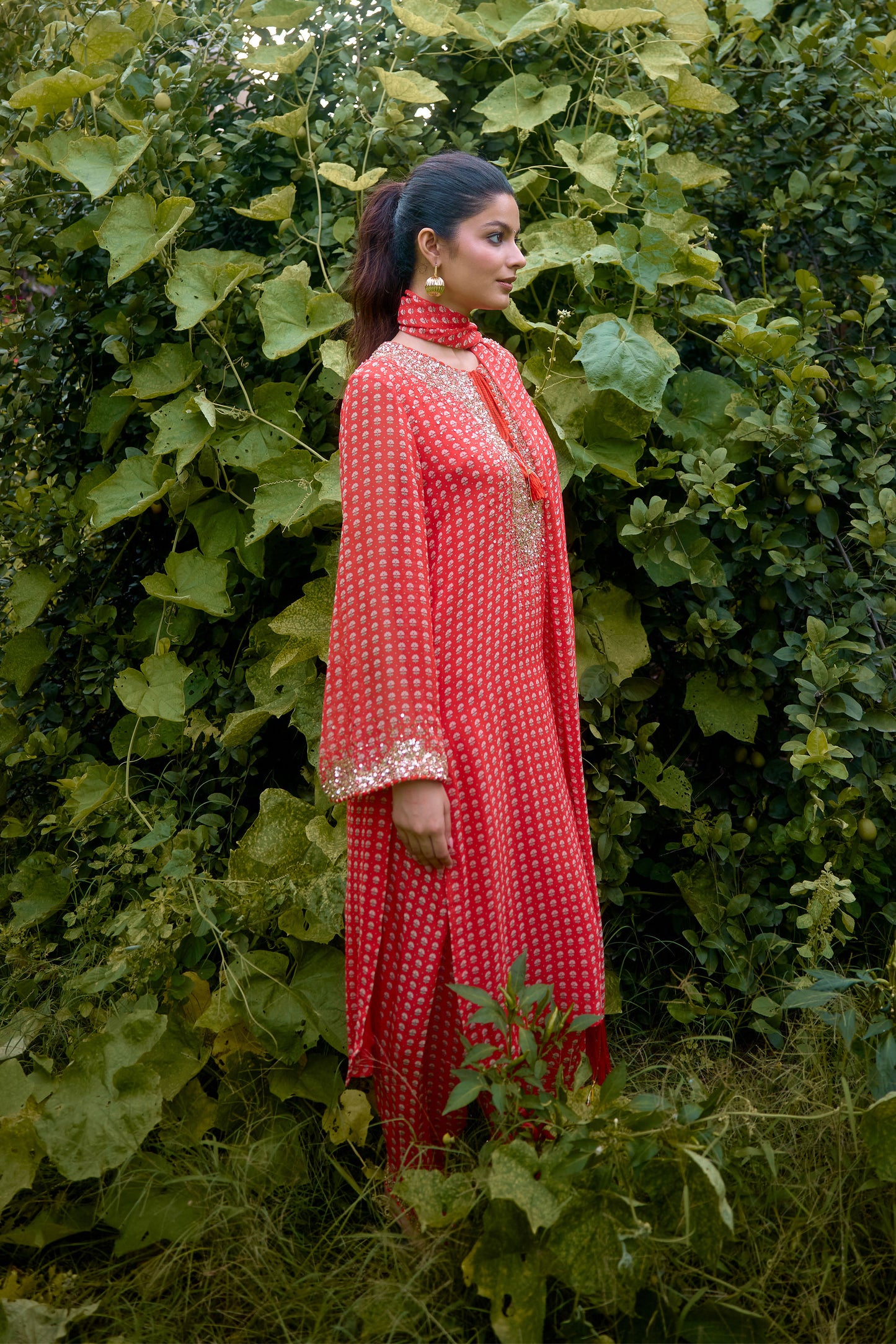 Dilruba Coral Printed Kurta