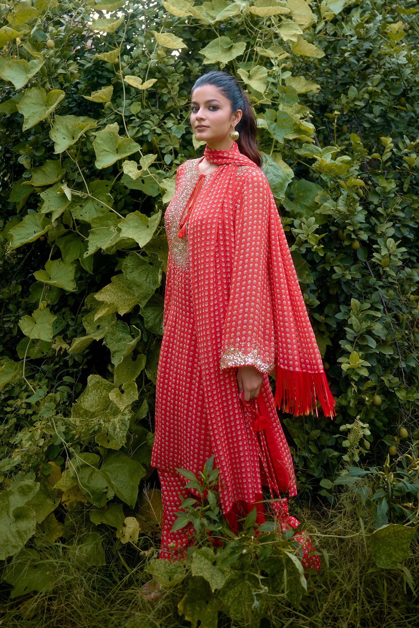 Dilruba Coral Printed Kurta