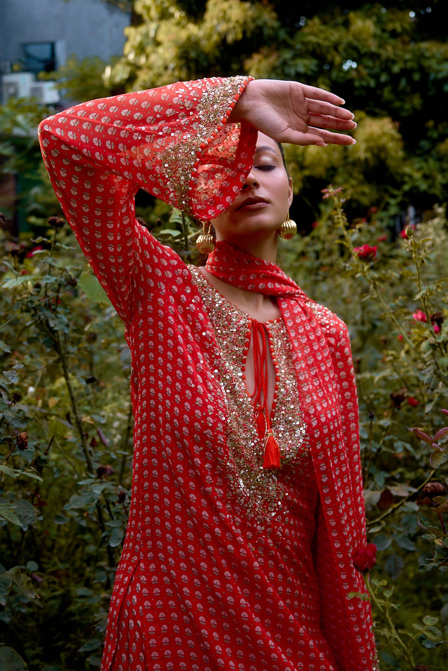 Dilruba Coral Printed Kurta