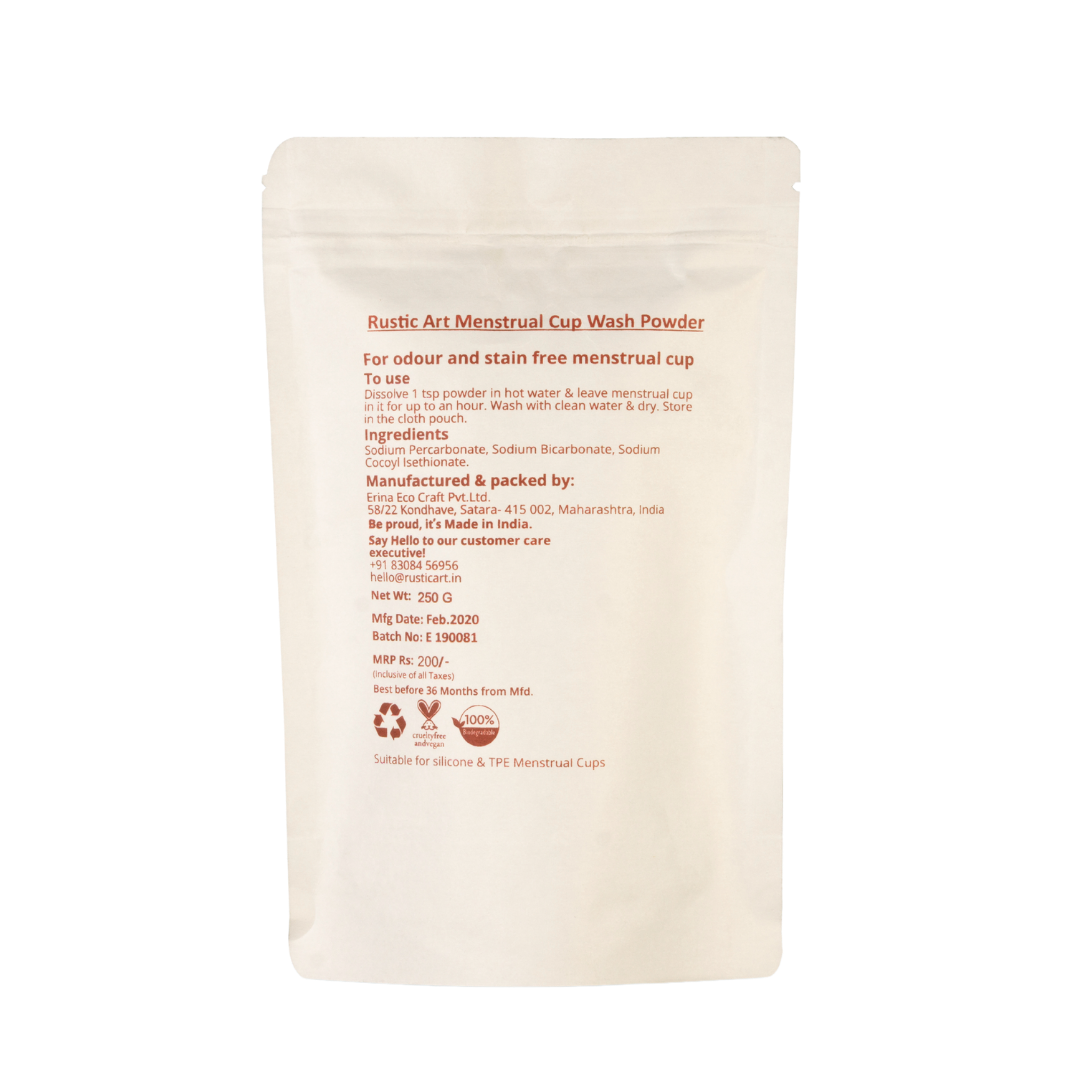 Natural Menstrual Cup Wash Powder (250gm), Rustic Art