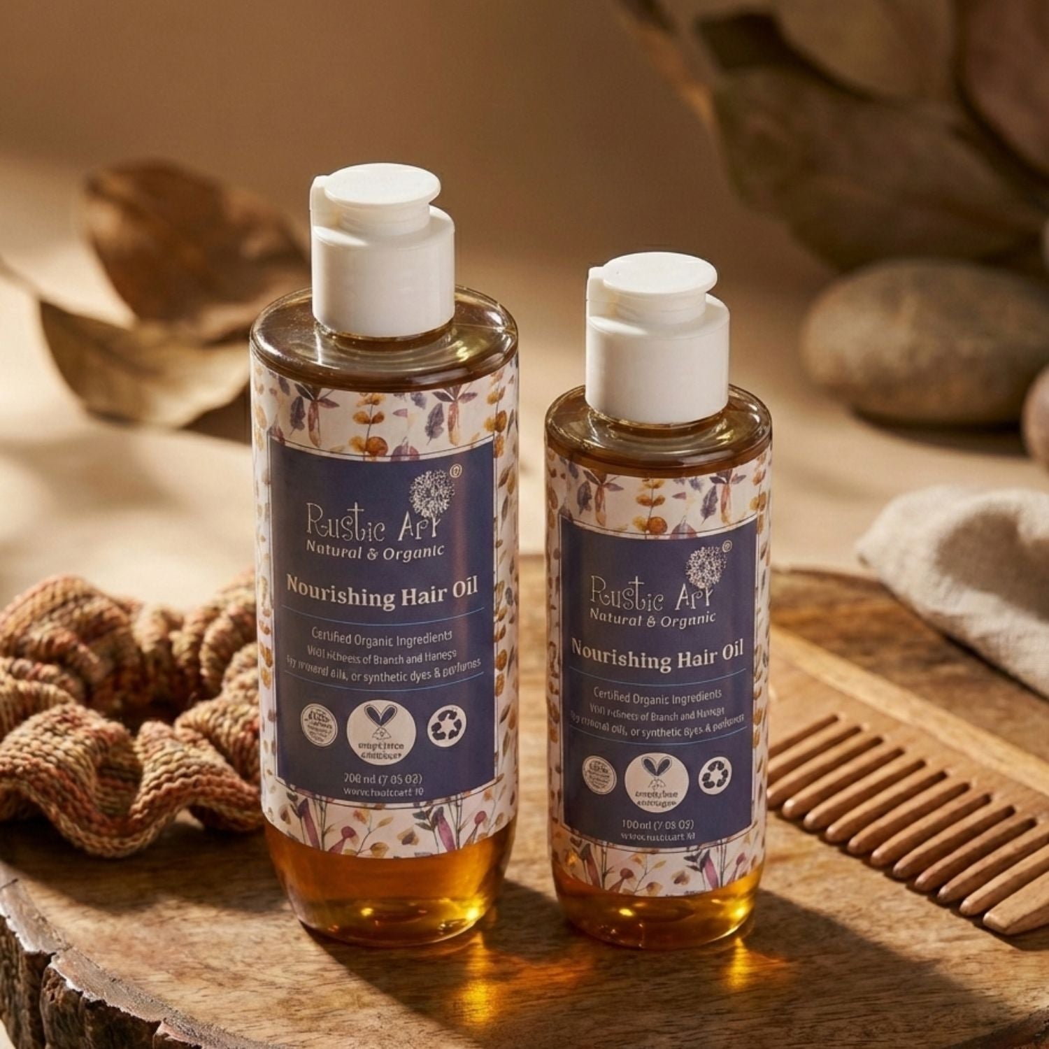 Nourishing Hair Oil 200ml with Rosemary & Brahmi, Rustic Art