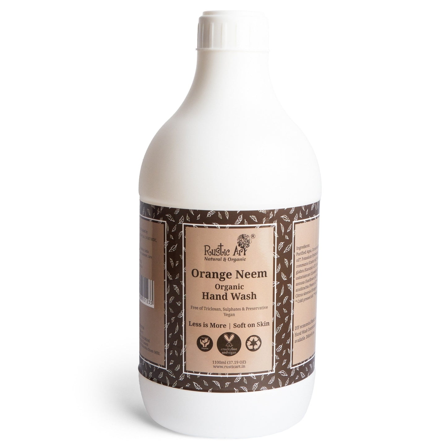 Orange Neem Hand Wash (1100ml Refill Pack), Rustic Art