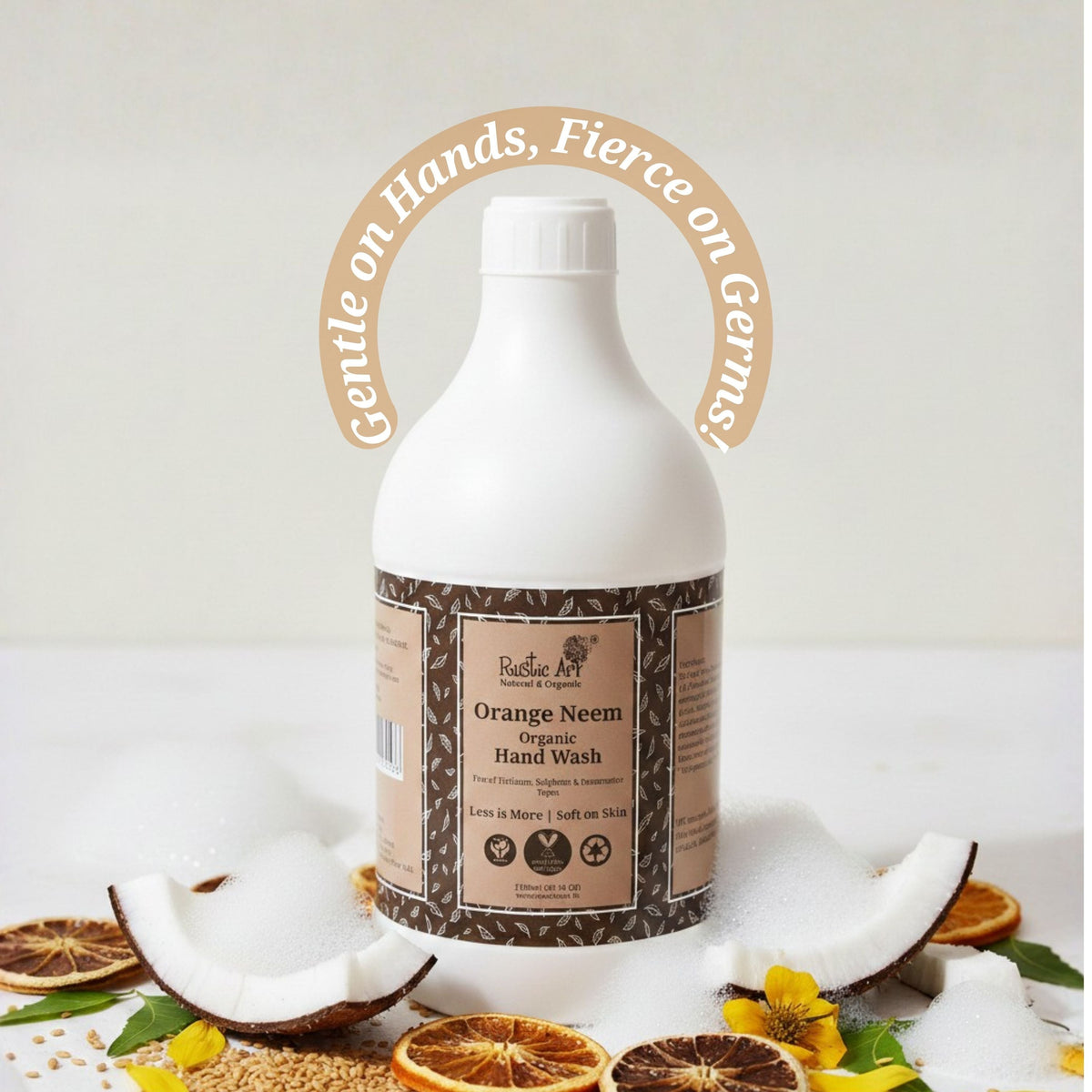 Orange Neem Hand Wash (1100ml Refill Pack), Rustic Art