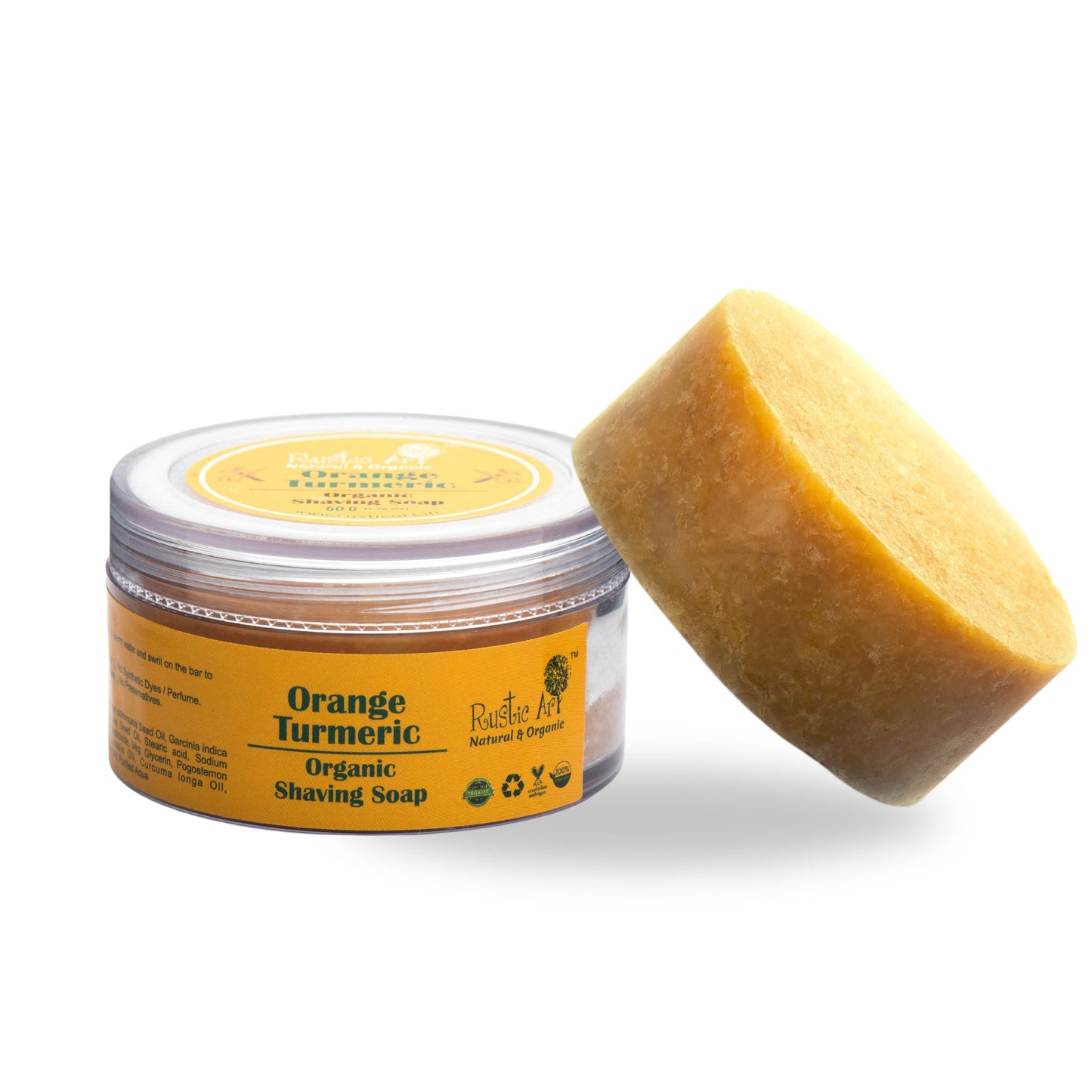 Orange Turmeric Shaving Soap (50gm), Rustic Art