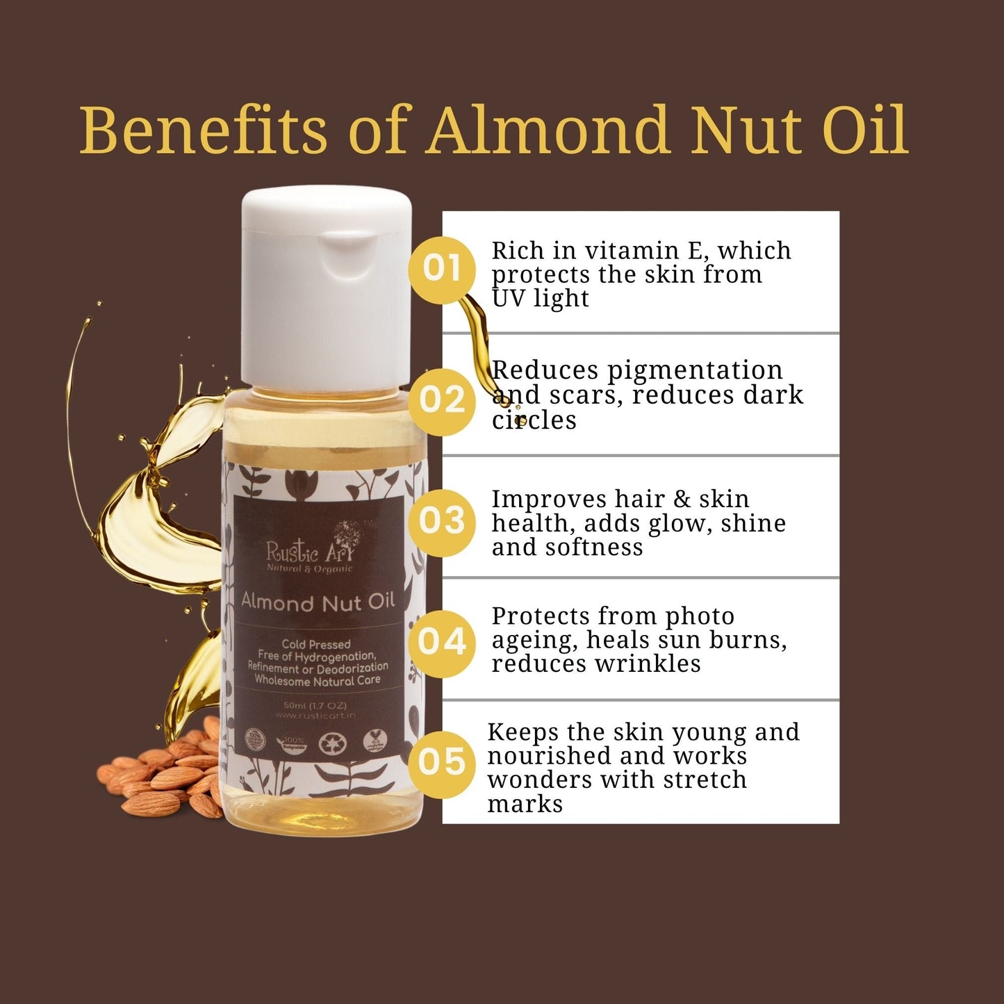 Organic Almond Nut Oil (50ml), Rustic Art